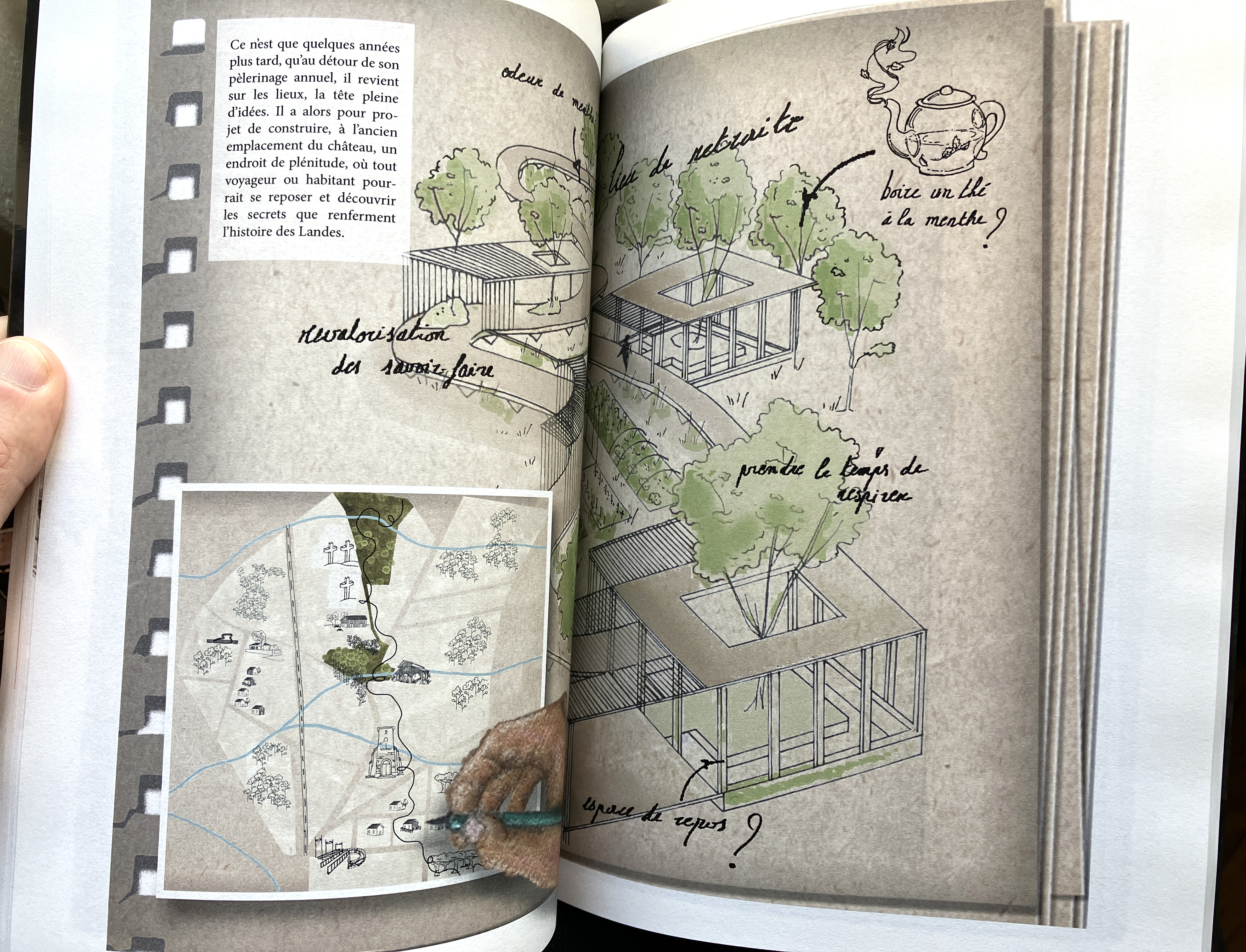 Vagabondages 2 (2022), roman graphique du studio Architecture, ville et territoires, ensap Bordeaux.