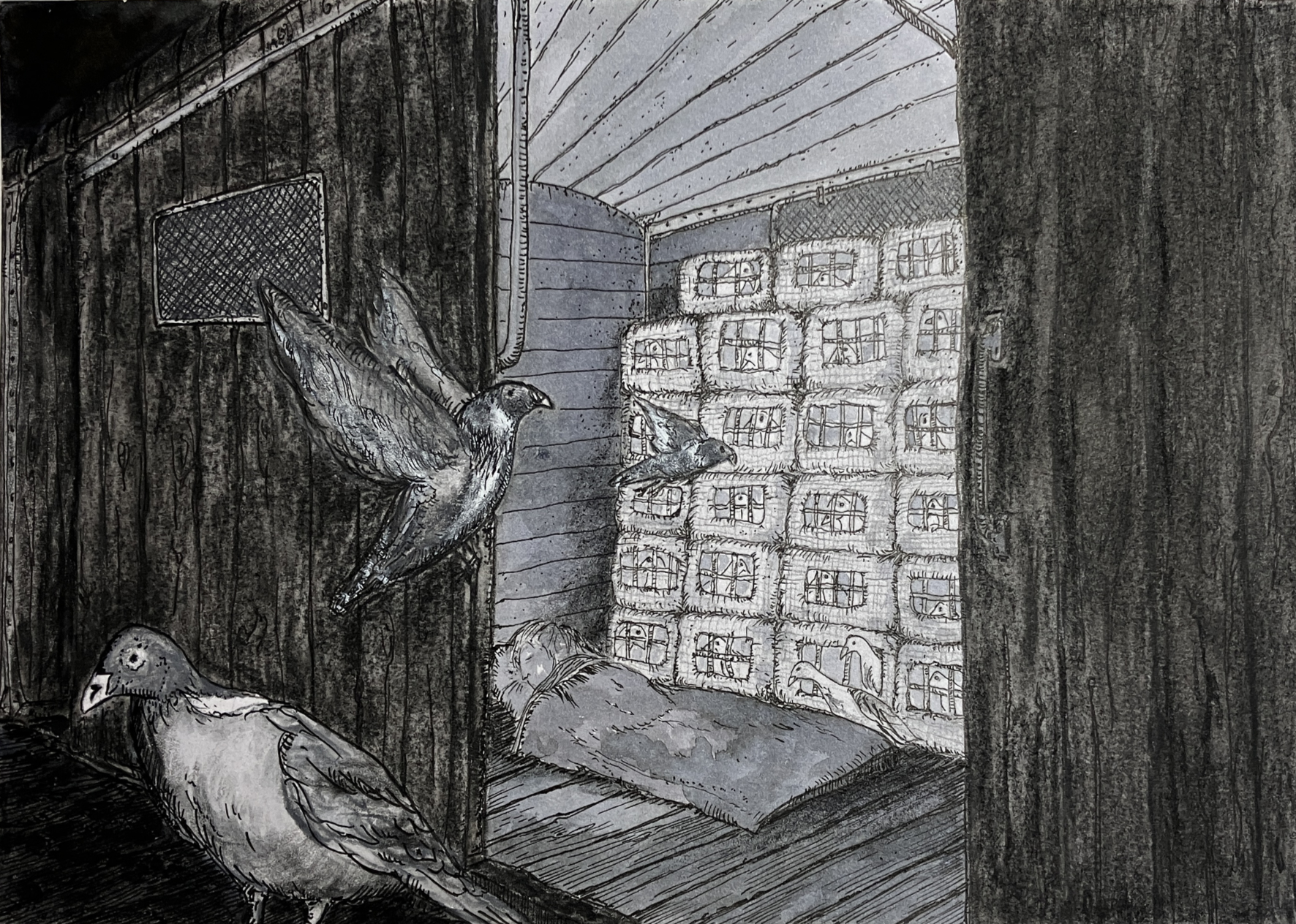 Arnaud Théval Partie de chasse, dessin d'un récit (2025) Université de Liège.