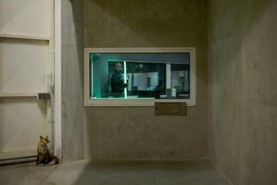 Arnaud Théval En attendant le jour (2020) H 283 x  L 424 cm, tirage affiche. Entrée du Mess. © D.R