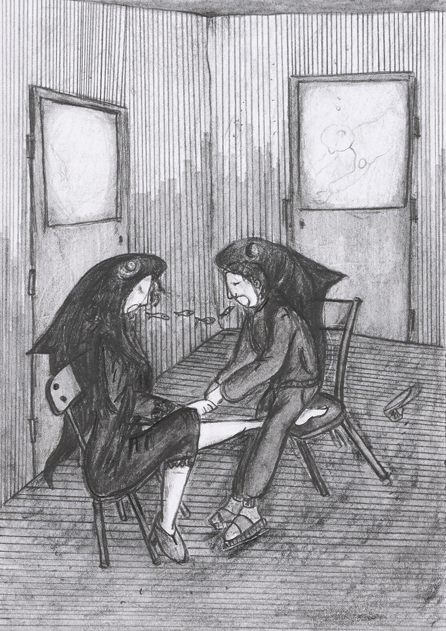 Arnaud Théval Histoire animale de la prison (2025) dessin format 15 x 21 cm.