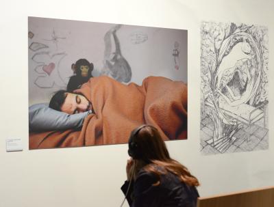 Arnaud Théval &quot;L'animal troue la nuit carcérale&quot; (2024) installation photo, dessin et pièces sonores réalisées avec Pauline Boyer